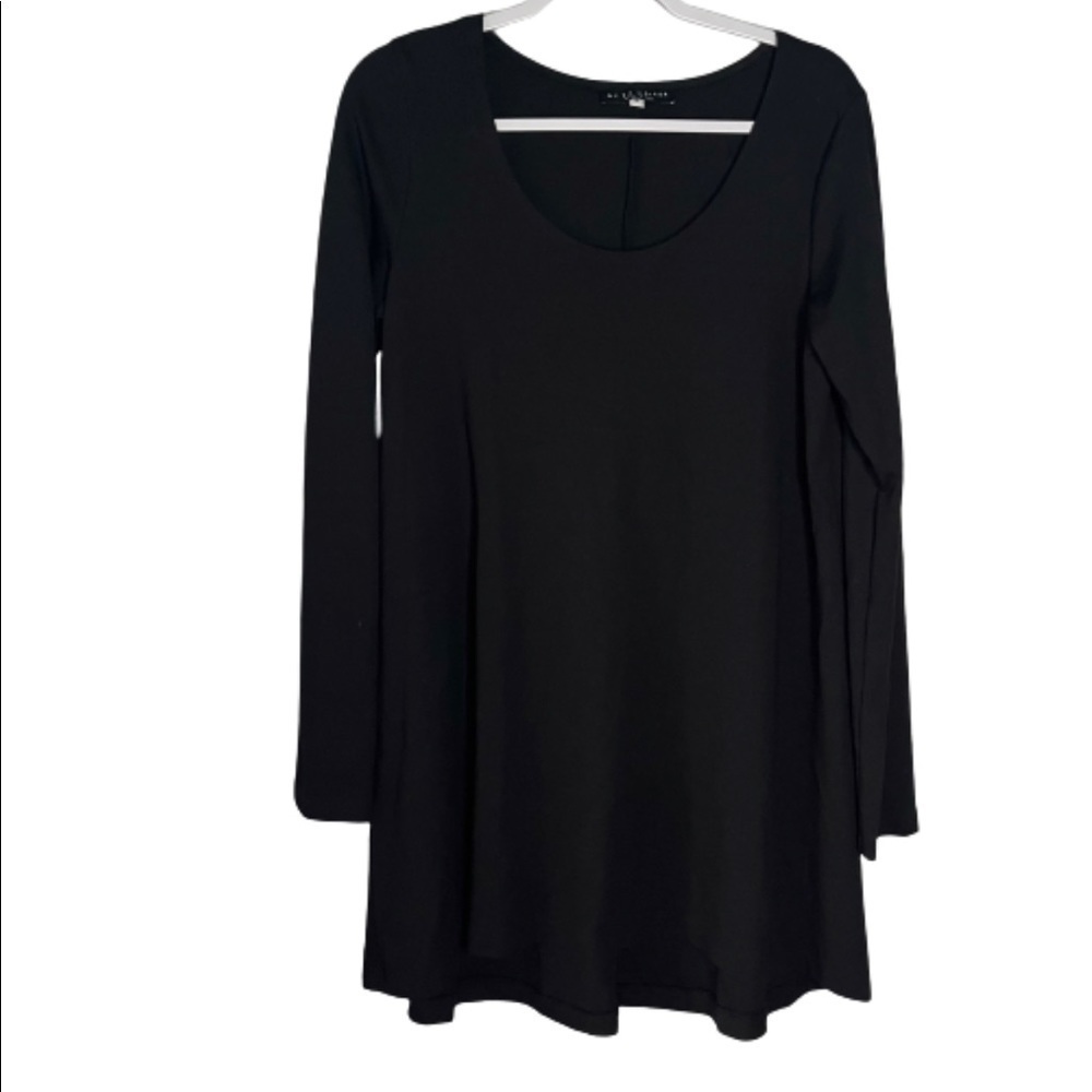 Bryn Walker Black Scoop Neck Tunic Dress Size S Small Modal Blend Long Sleeve.